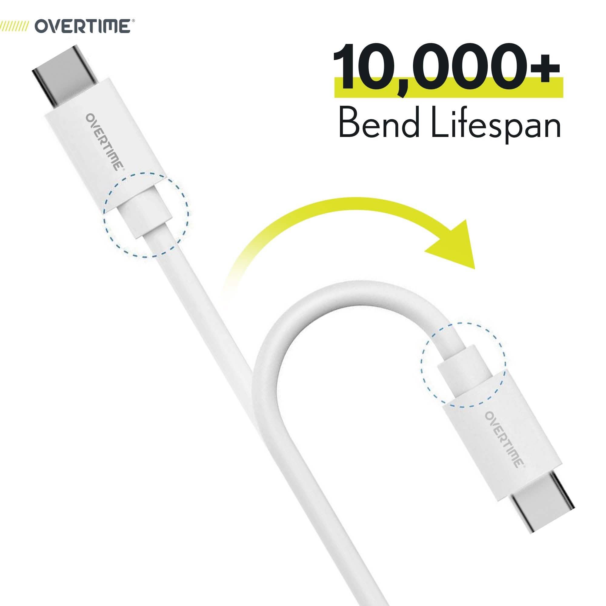 Overtime USB Type C Cable | 6ft USB C to USB C Charging Cord for iPadPro 11”, iPadPro 12.9” and Android Devices