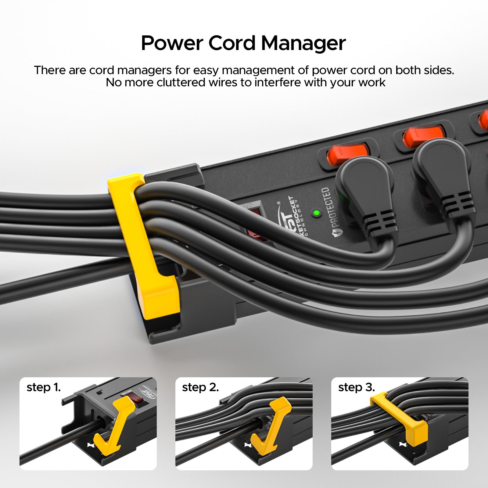 CRST 12-Outlet Heavy Duty Power Strip with Individual Switches – 1020J Surge Protector, 9FT Cord, Wall Mountable