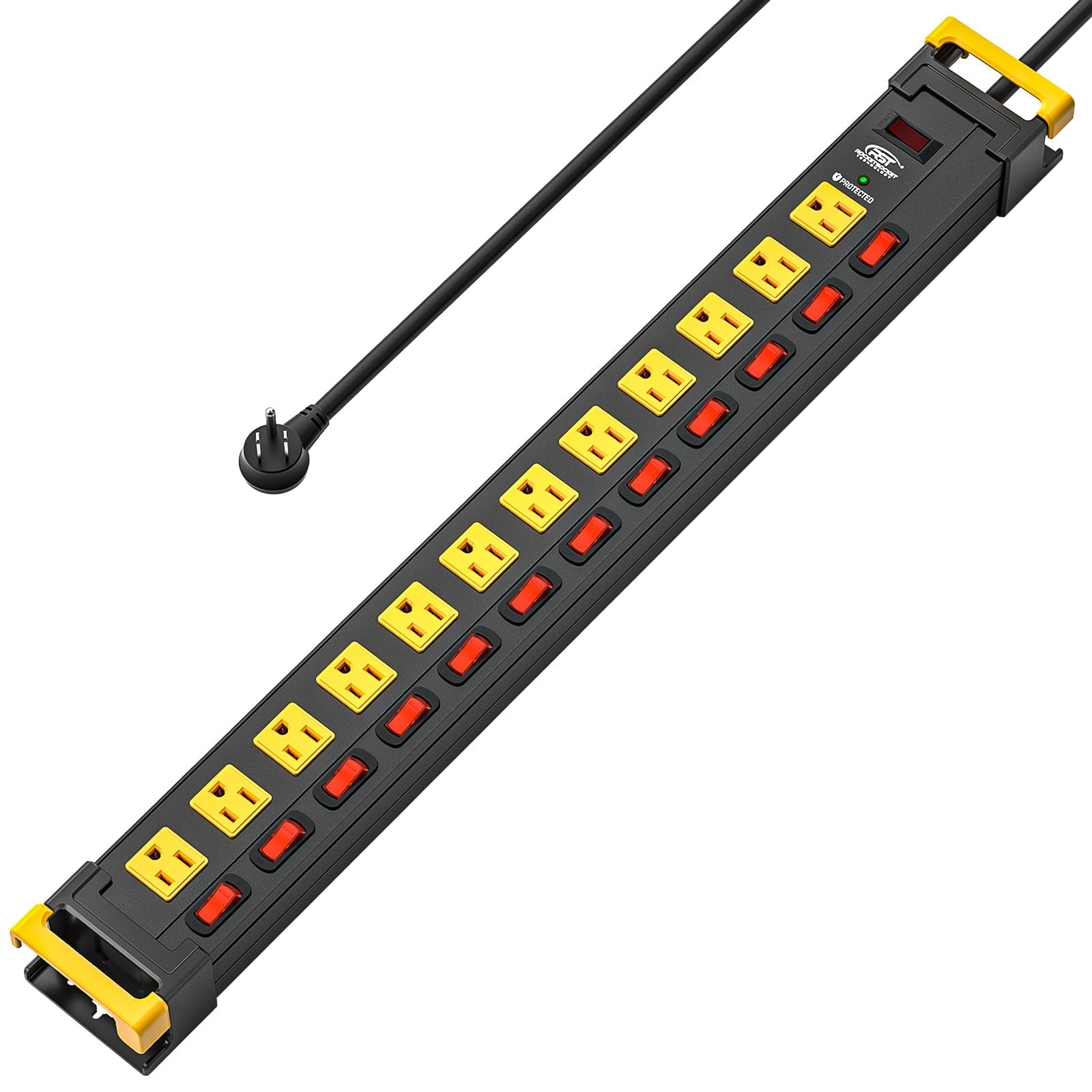 CRST 12-Outlet Heavy Duty Power Strip with Individual Switches – 1020J Surge Protector, 9FT Cord, Wall Mountable